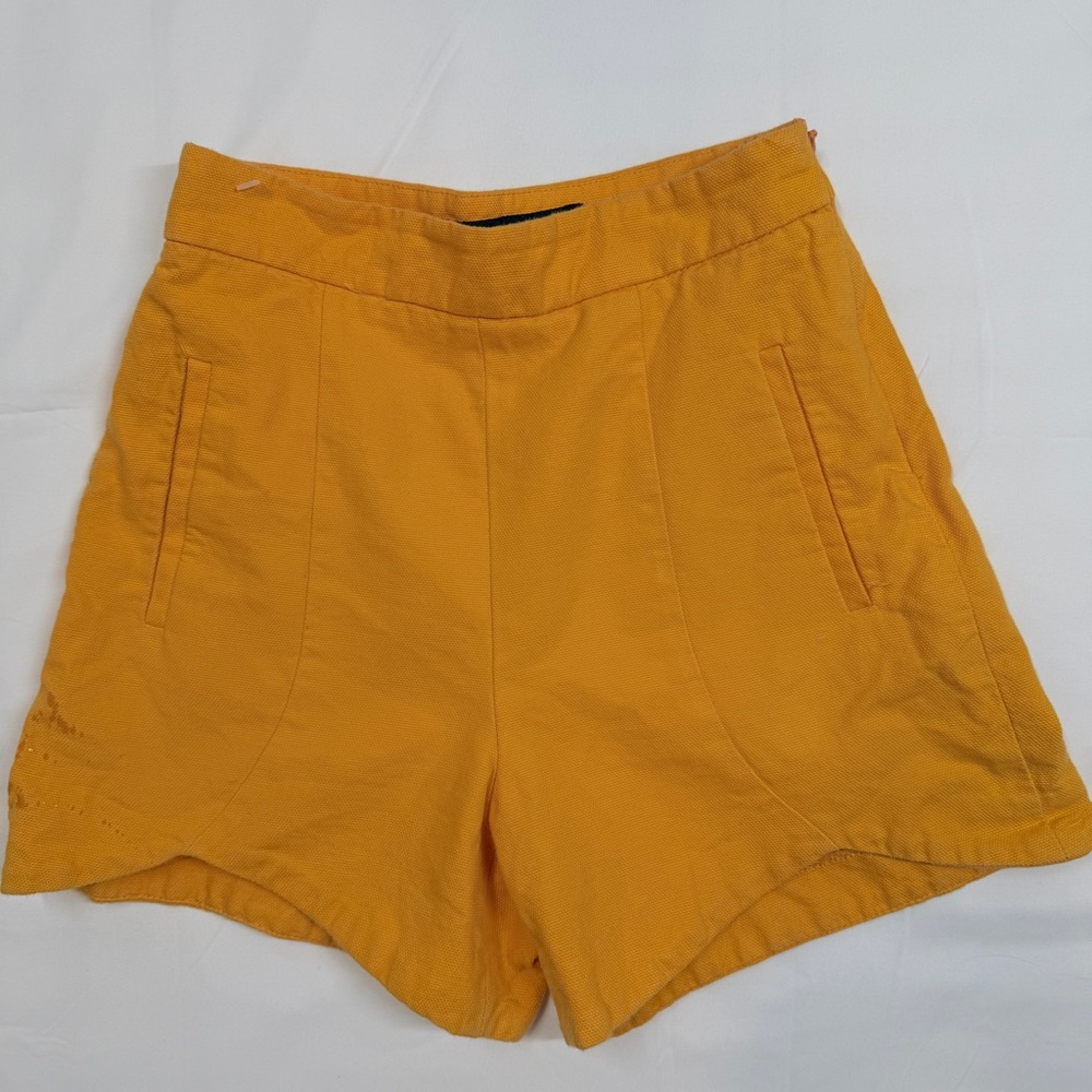 Zara Mustard Yellow High-Rise Shorts Women’s XS - Picture 4 of 8